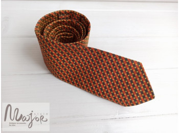 Шелковый галстук в сине-оранжевую полоску