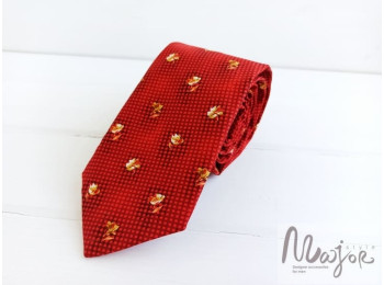 Червона краватка шовкова в квіти