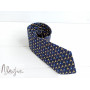 Шелковый галстук синий в желто-голубой узор ручной работы Major Style