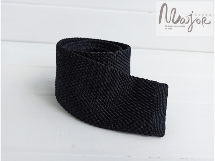 Вязаный галстук черный ручной работы Major Style