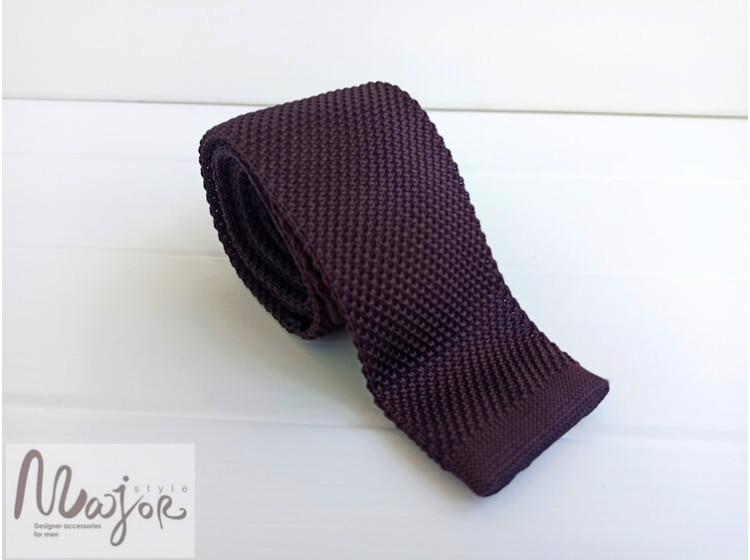 Вязаный галстук коричневый ручной работы Major Style