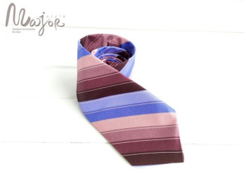 Шовкова краватка фіолетово-синя в смужку