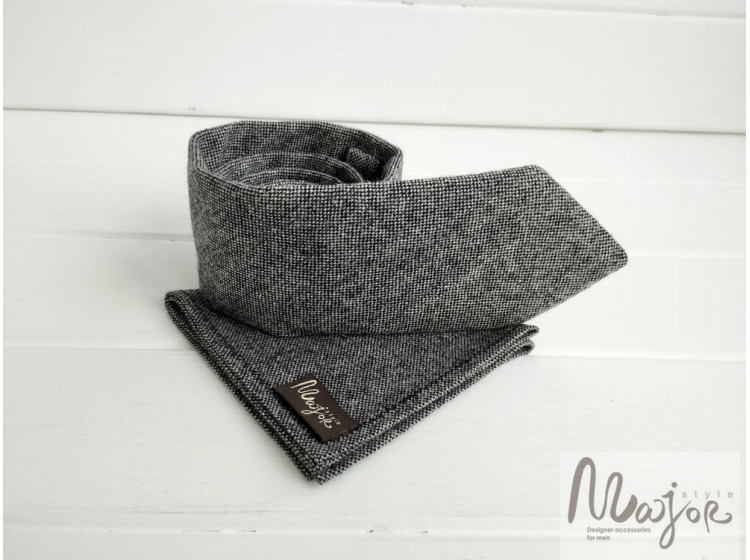 Серый шерстяной галстук меланж ручной работы Major Style