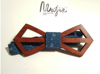 Деревянная галстук бабочка синие одуваны