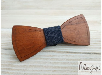 Краватка метелик дерев'яна синя шерсть