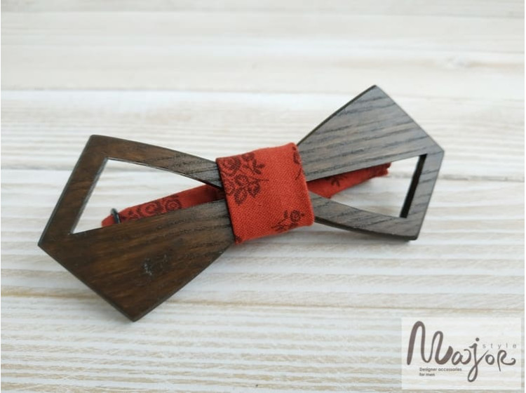 Бабочка деревянная терракотовые розочки ручной работы