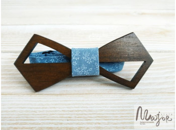 Деревянная галстук бабочка голубенький узор