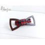 Краватка-метелик дерев'яна сіро-червона клітинка ручної роботи Major Style