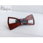 Метелик галстук дерев'яний сірі квіточки ручної роботи Major Style