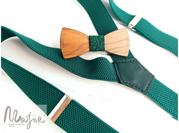 Дерев'яна краватка-метелик і підтяжки зелені