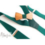 Дерев'яна краватка-метелик і підтяжки зелені ручної роботи Major Style
